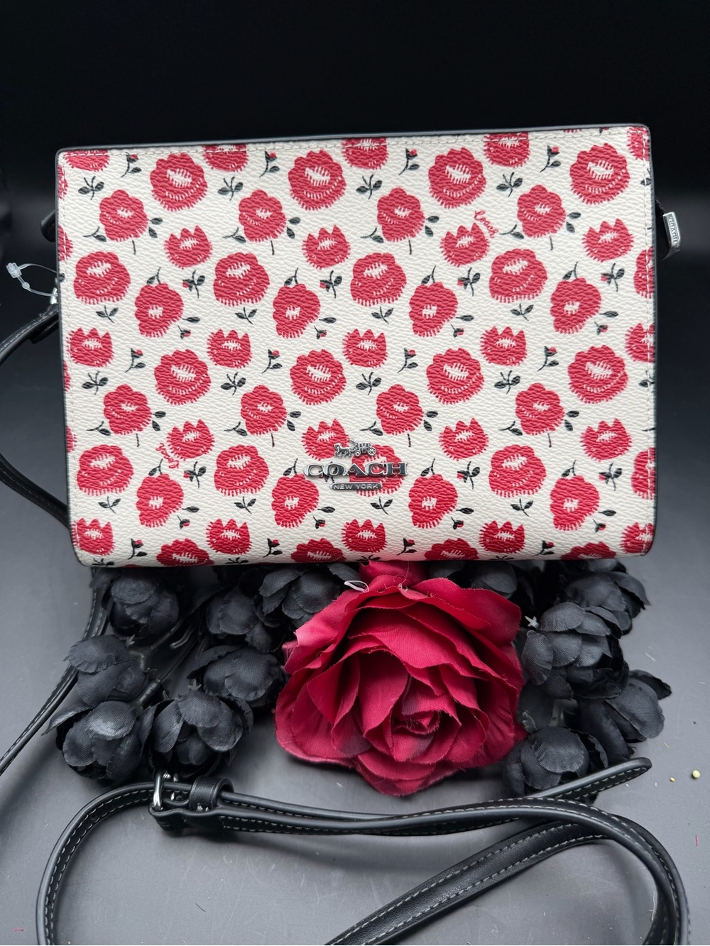 Coach Red Floral Slim Crossbody